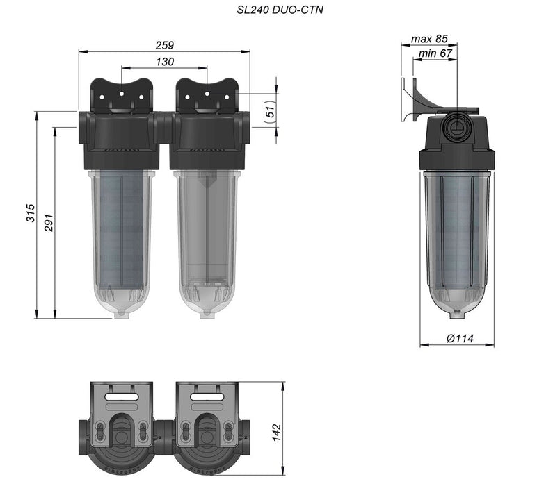 SL240 DUO-CTN 3/4" Филтър с 2-степенна филтрация Cintropur