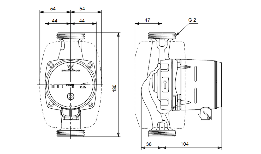 Grundfos ALPHA2 L 32-60 180 Циркулационна помпа